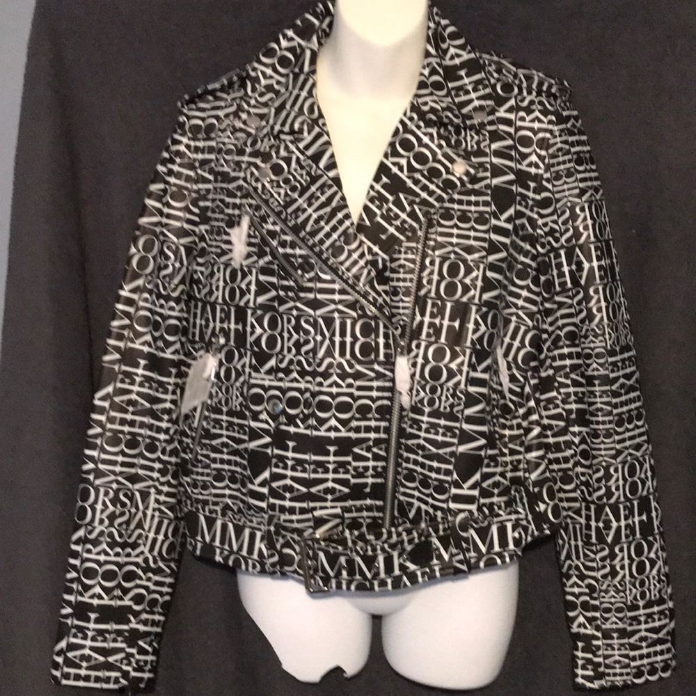 NWT Michael Kors leather black & White jacket